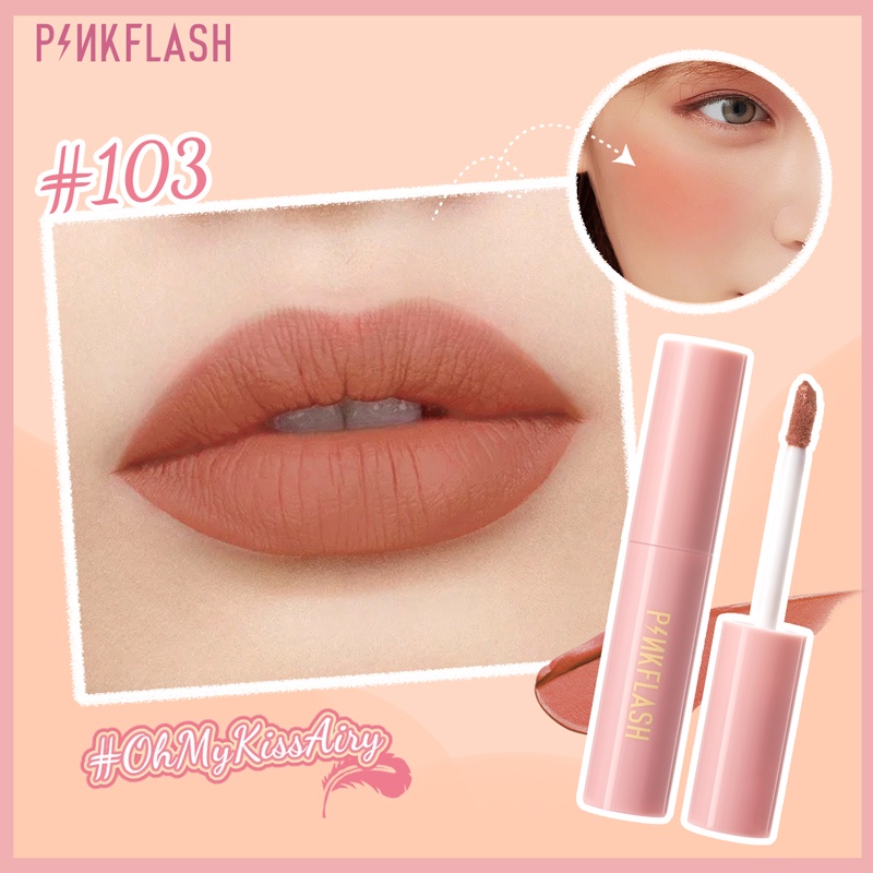 PINKFLASH Air Matte Liquid Lipstick Waterproof Lip &amp; Cheek Tint Double Use Cruel