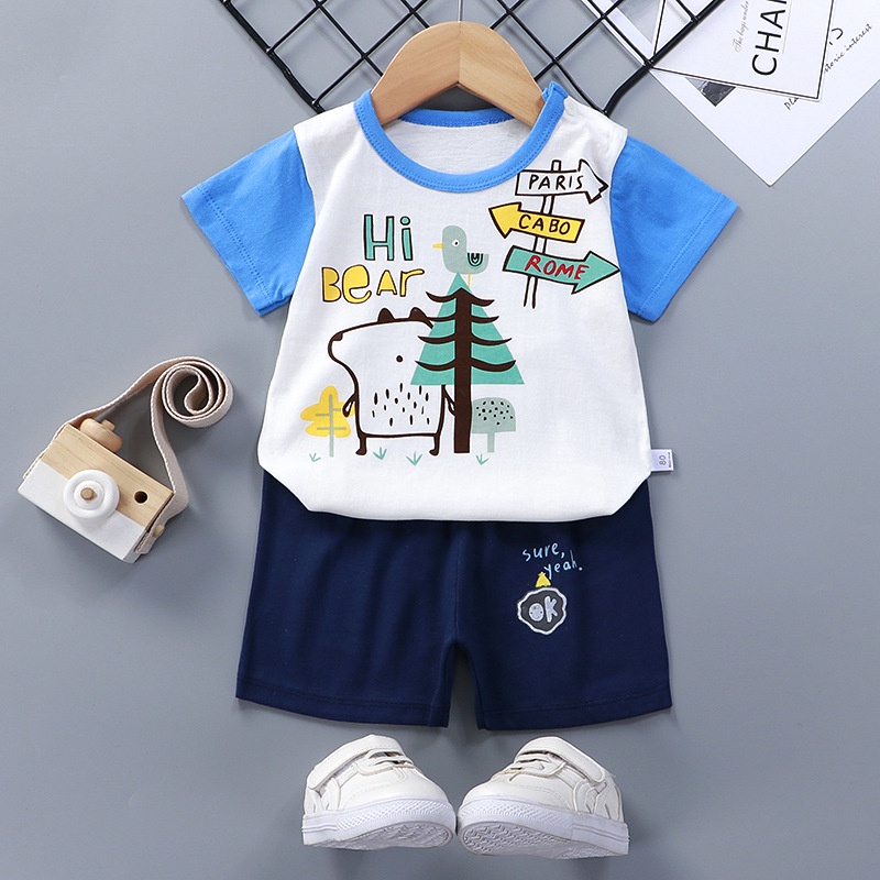 Maminity - Setelan Baju Anak Bayi Perempuan dan Laki Laki Lengan Pendek Umur 0 - 5 tahun