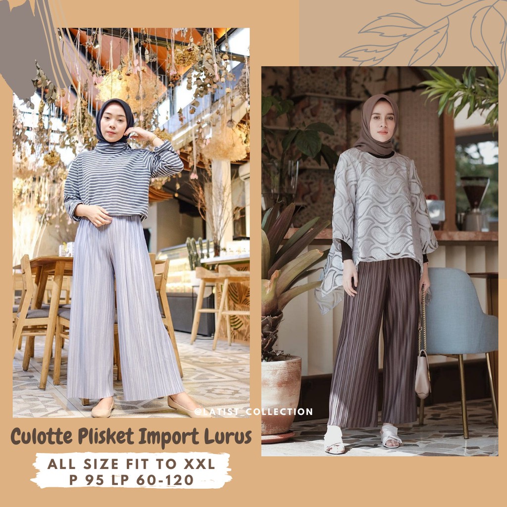 Culottes Plisket Import Lurus/Kulot Plisket Lidi All Size/Kulot Plisket Korea/Celana Plisket