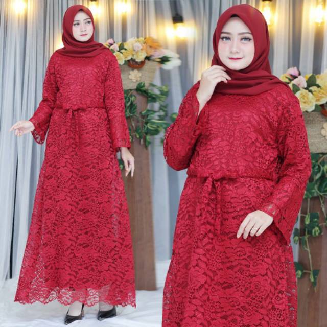 (DIJAMIN REAL PICT )GAMIS BRUKAT LACE