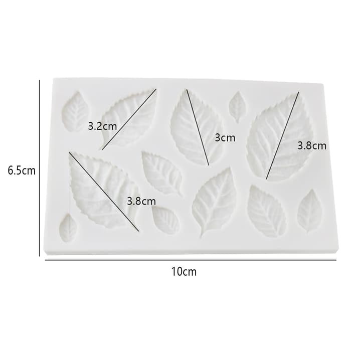 3D Silicone Mold Fondant Cake Decoration - 12 Size Rose Leaf