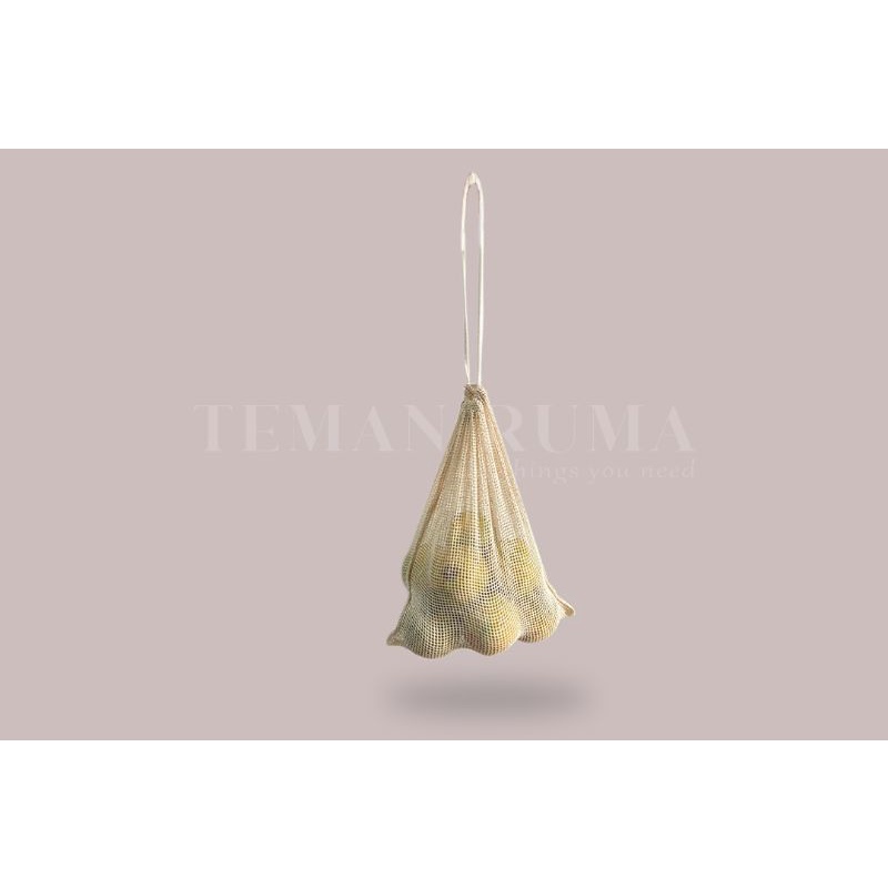 TEMANRUMA KURU - Reusable Bag Serut Mesh Kantong Sayur Buah Jaring Bisa Cuci Pakai Ulang Aesthetic