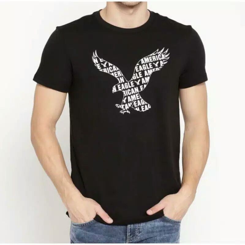 kaos pria american eagle black & maroon
