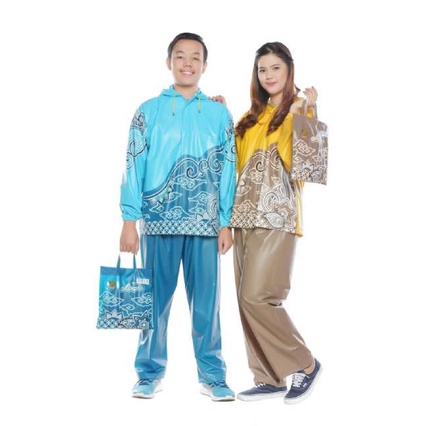 Jas Hujan Ibex Setelan Jaket Celana Tiktok Transparan Karet - Pro STELAN MOTIF BATIK INDONESIA  T0W3