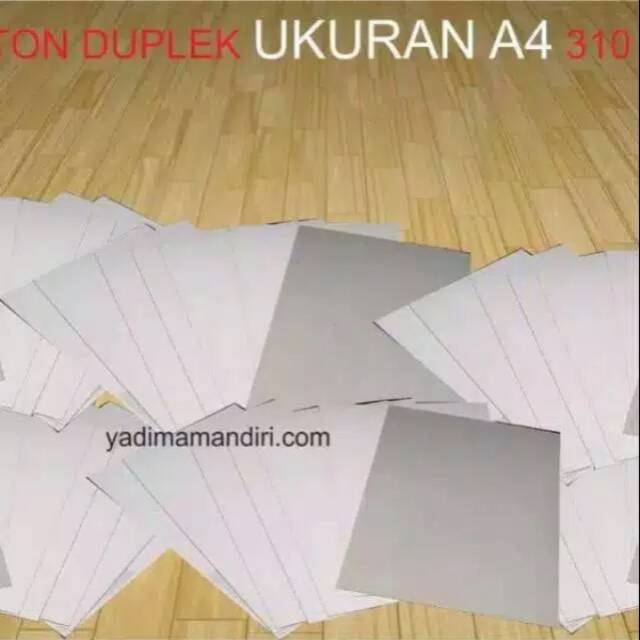 

Karton Duplex 310 Gram Ukursn A4 (1 Pack isi 100 lbr Rp. 70.000)