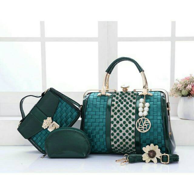 Habis total TAS SELEMPANG Webe Behel Rose Swarovski 6823 set 3in1 TAS MEWAH MERIAH WANITA BATAM