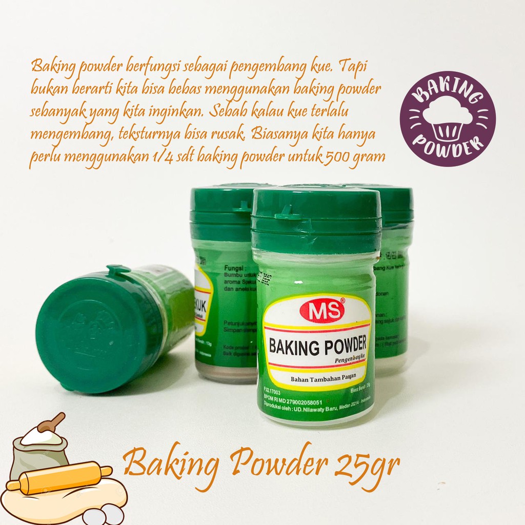 

Baking Powder MS 25Gr - Bahan Tambahan Pengembang Adonan Kue dan Roti