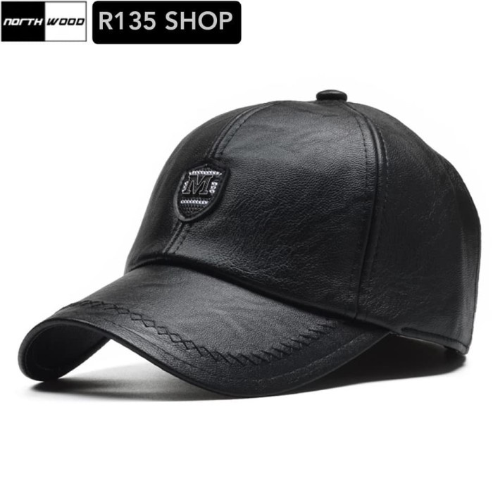 Topi Pria R135 Topi Baseball Pria Jamont Kulit Asli Kualitas Impor Anti Panas - Cokelat(Y7B0) Topi D