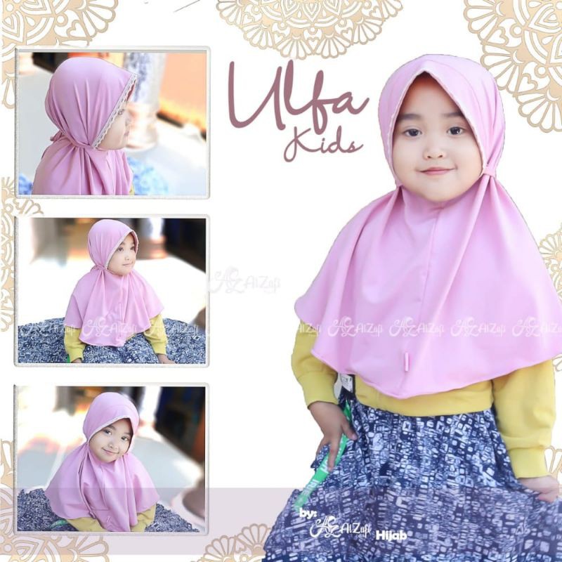 (ALZAFI ORIGINAL) ULFA KIDS BERGO RENDA TALI BELAKANG / JILBAB ANAK JERSY / JILBAB ANAK TK SD....