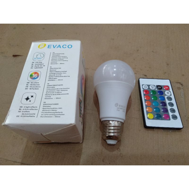 Lampu Bohlam Led Bulat Disco 7 watt RGB 16 warna Remote Control