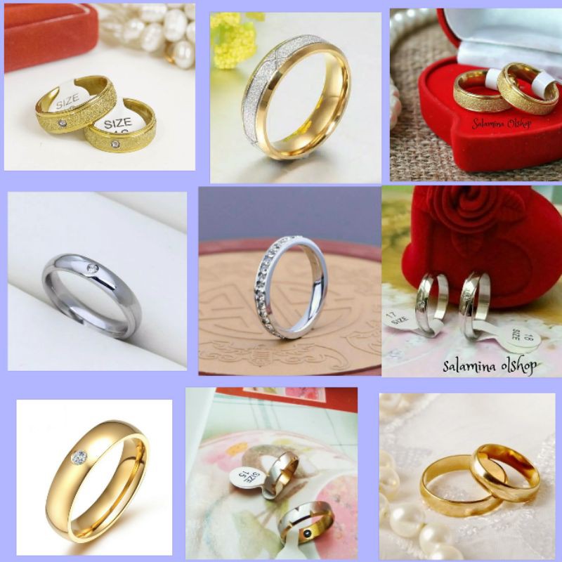 Salamina Cincin Mini Size Kecil Titanium Gold Emas Silver Putih UKIRNAMA+BOX