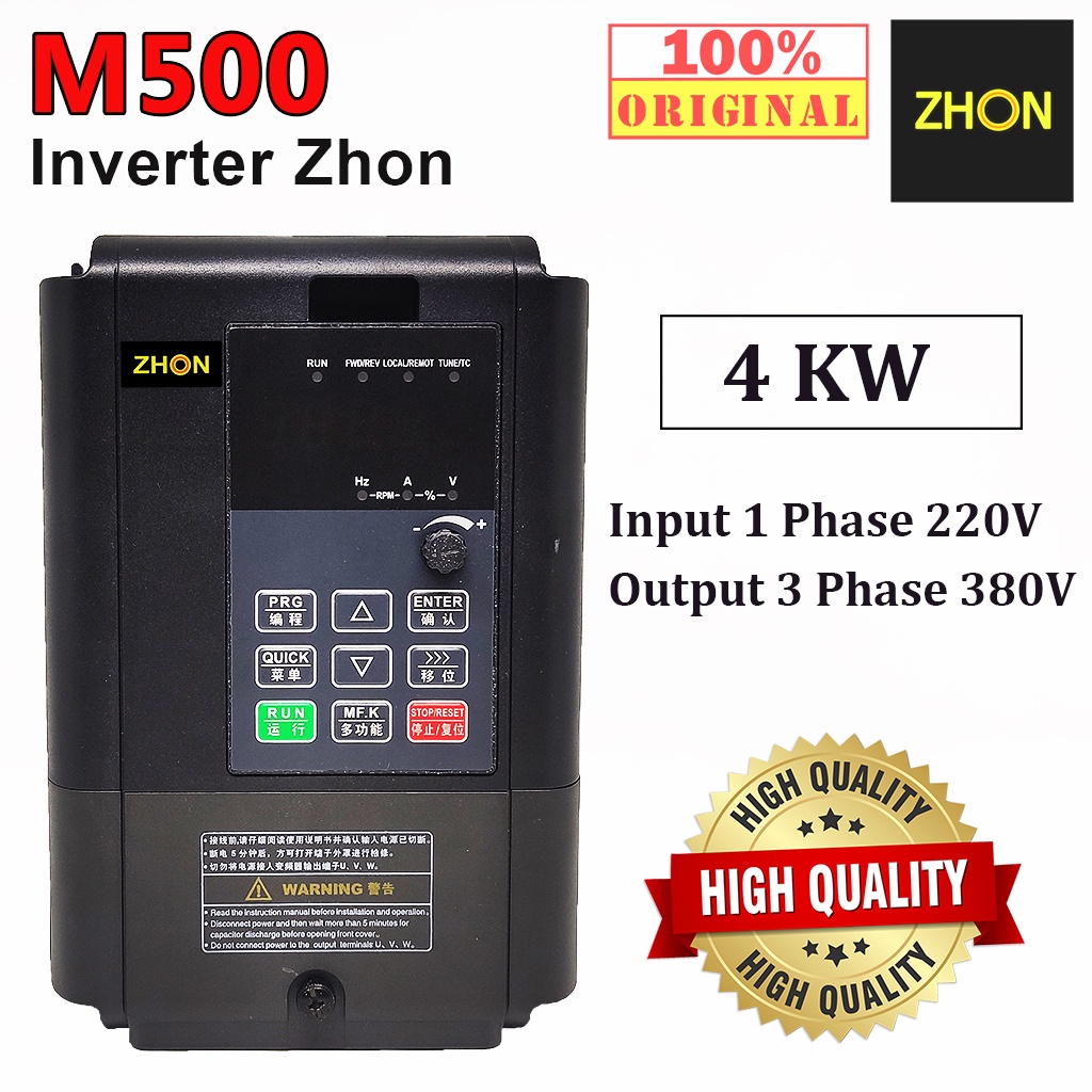 Inverter ZHON 4 KW  M500-004G3  Input 1Ph 220V Output 3Ph 380V 0-300Hz