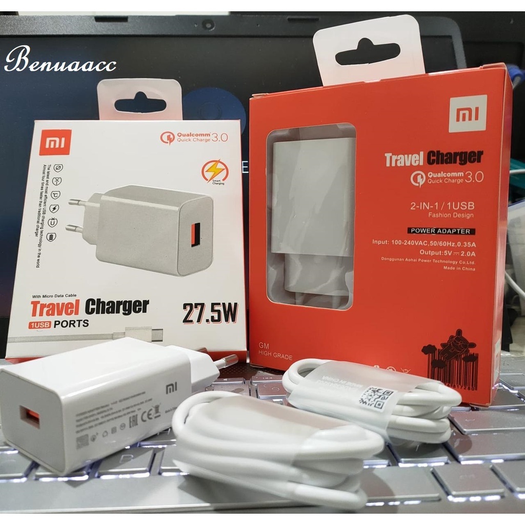 (ba) TC/Travel Charger Merk Xiaomi 27.5 WATT Qualcomm 3.0 Fast Charging