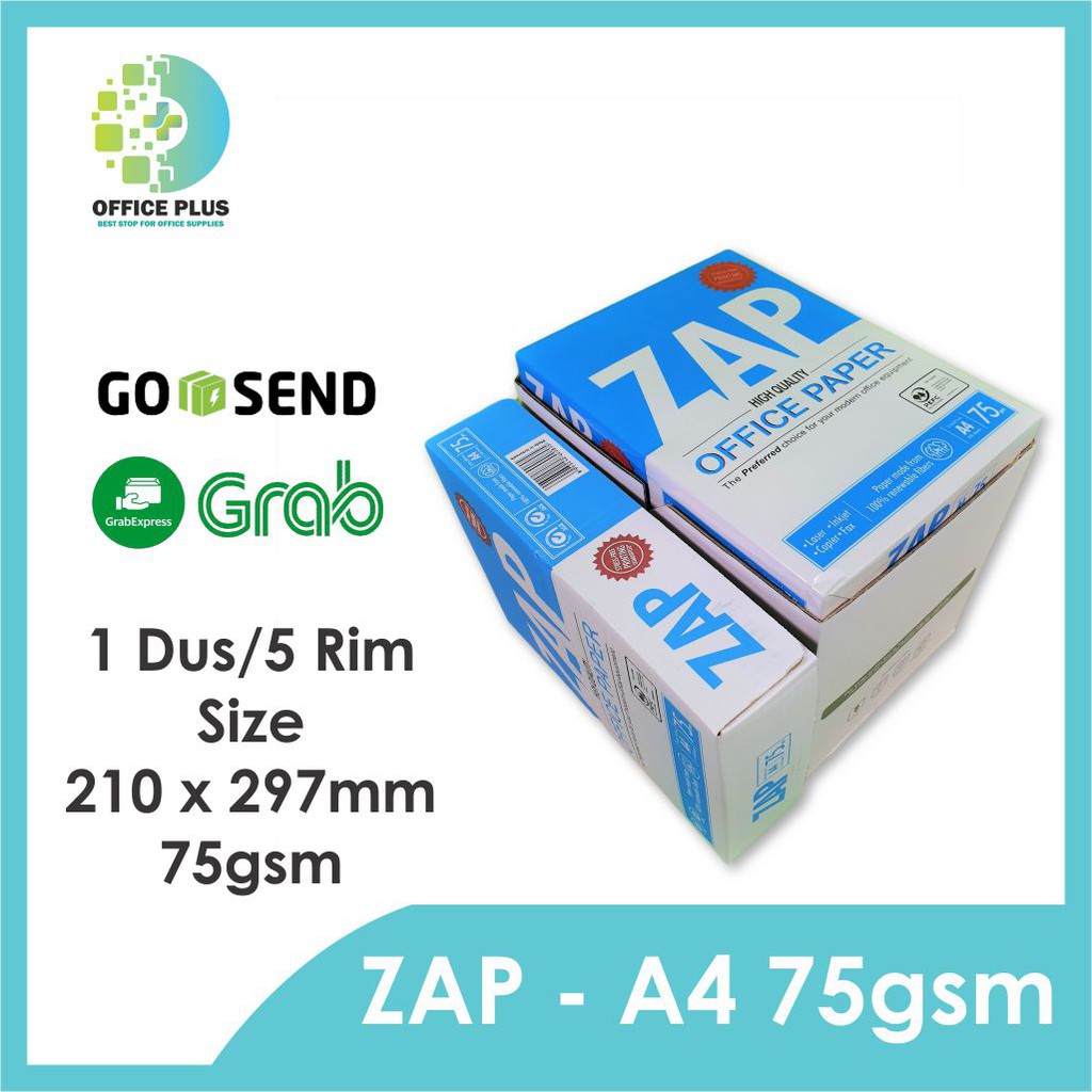 (1 DUS/5 RIM) Kertas HVS A4 75 Gram - ZAP | Shopee Indonesia