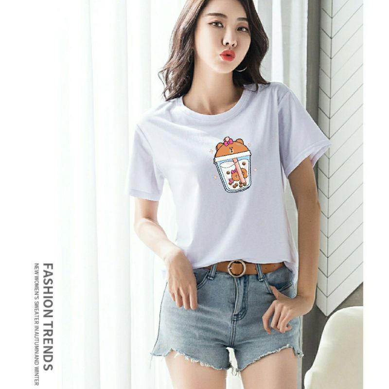 Atasan Kaos Oblong Wanita BOBA Baju Oblong Wanita Lengan Pendek Kaos Wanita Cotton Combed