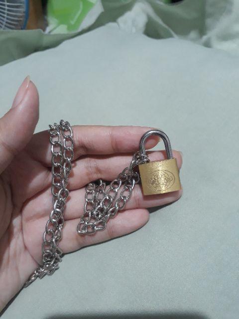Brass Padlock Key Necklace Aksesoris Kalung Gembok Lock Kuningan Edition
