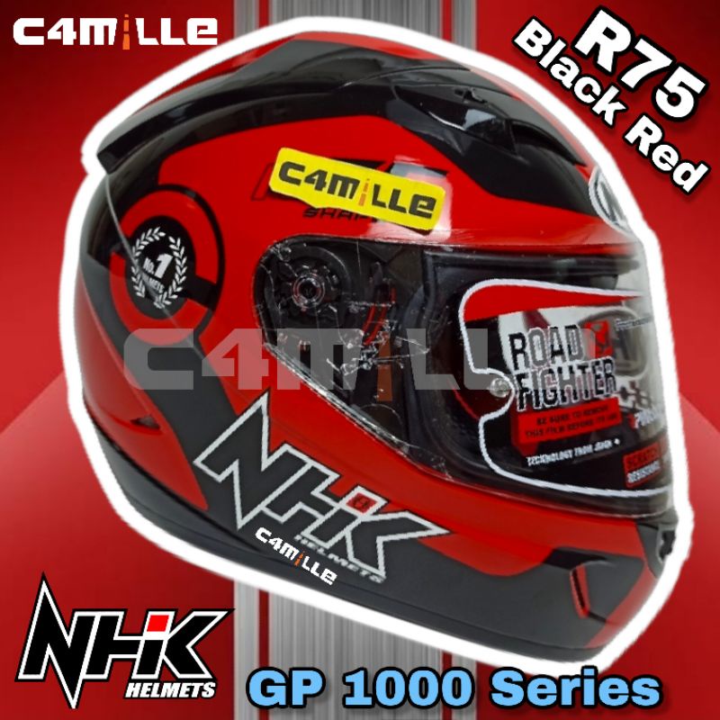 HELM NHK GP 1000 MOTIF R75 RED BLACK DOUBLE VISOR FULL FACE