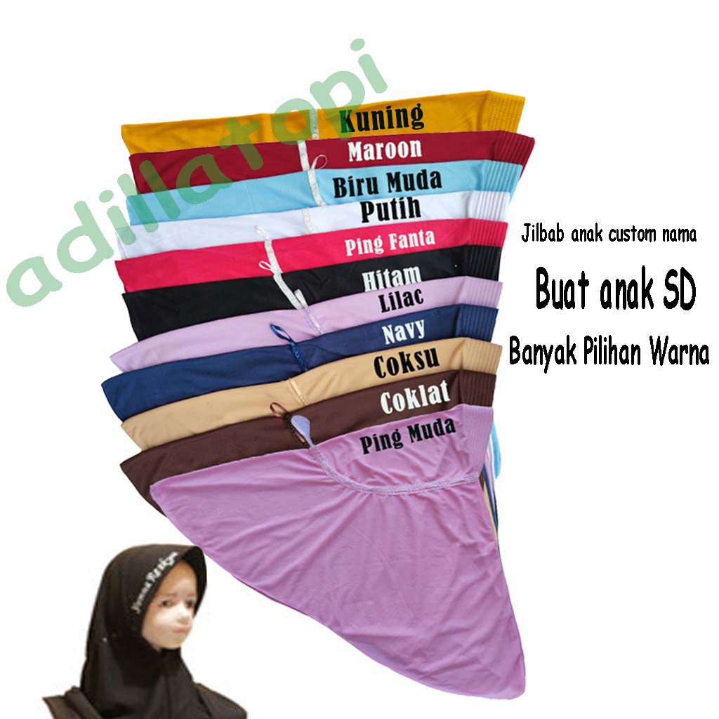 Krudung Anak hijab anak SD Bisa Di Bordir Custom nama Suka Suka