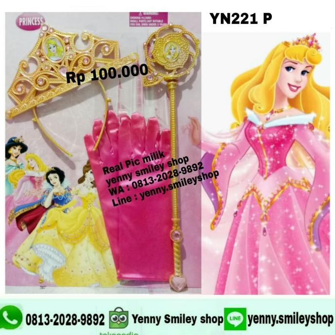 #YN221 P aksesoris Princess Aurora tongkat, mahkota, sarung tangan