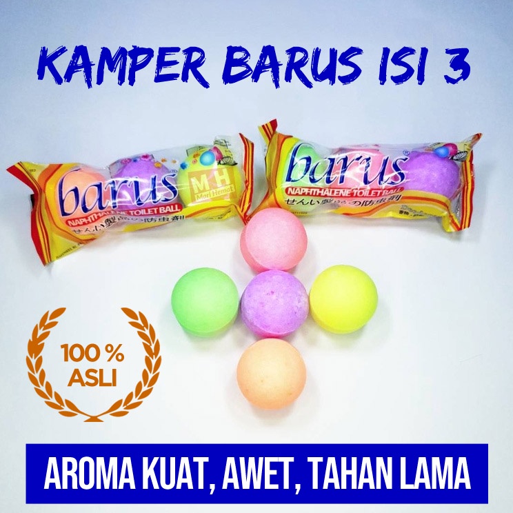 Kamper Toilet Barus Bulat isi 3 Warna / Kamper Ball Kamar Mandi Dapur Rumah/ Kapur Barus