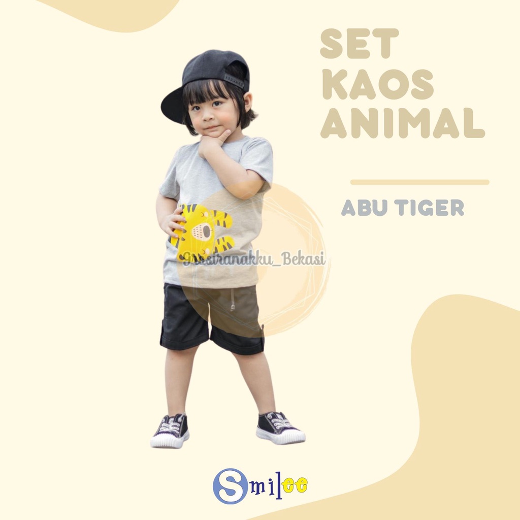 Setelan Anak Cowo Abu Tiger size 1,2,3tahun murah