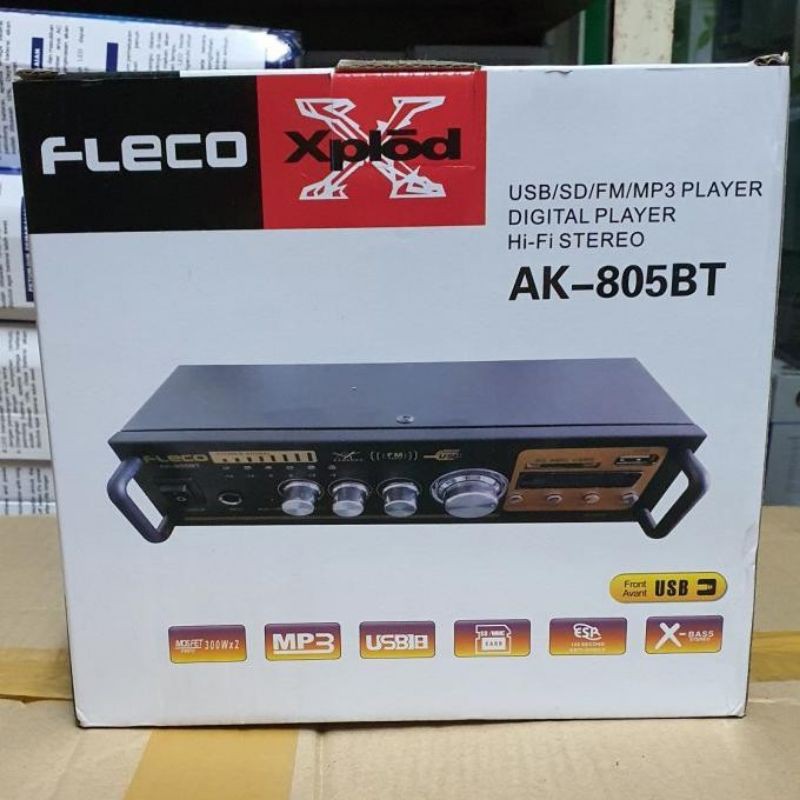 Power Amplifier Fleco Ak805Bt Karaoke Stereo/Ampli Bluetooth Ak805BT Remote/Amplifier Digital Player