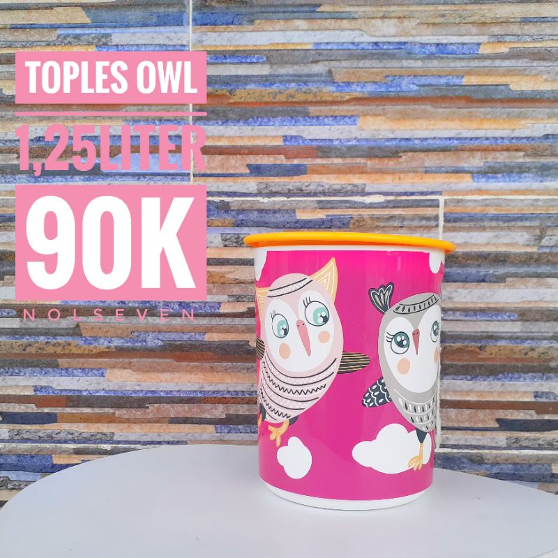 Toples makanan tupperware motif owl 1,25liter