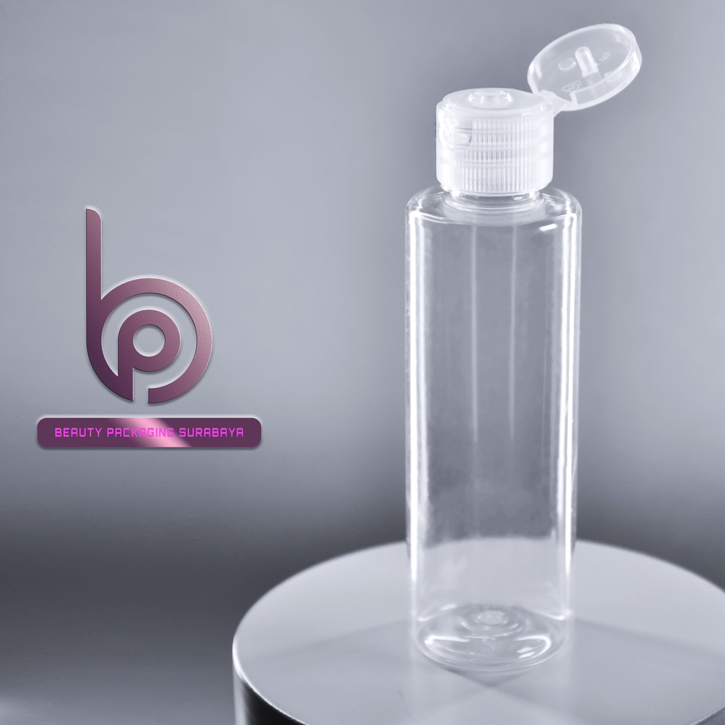 Botol Plastik PET 60ml RF Bening Tutup Fliptop