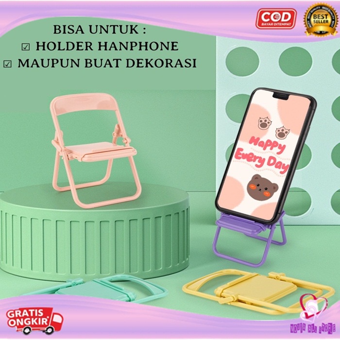 STAND HOLDER HP SERBAGUNA HOLDER HP MOTIF UNIK KURSI LIPAT MINI
