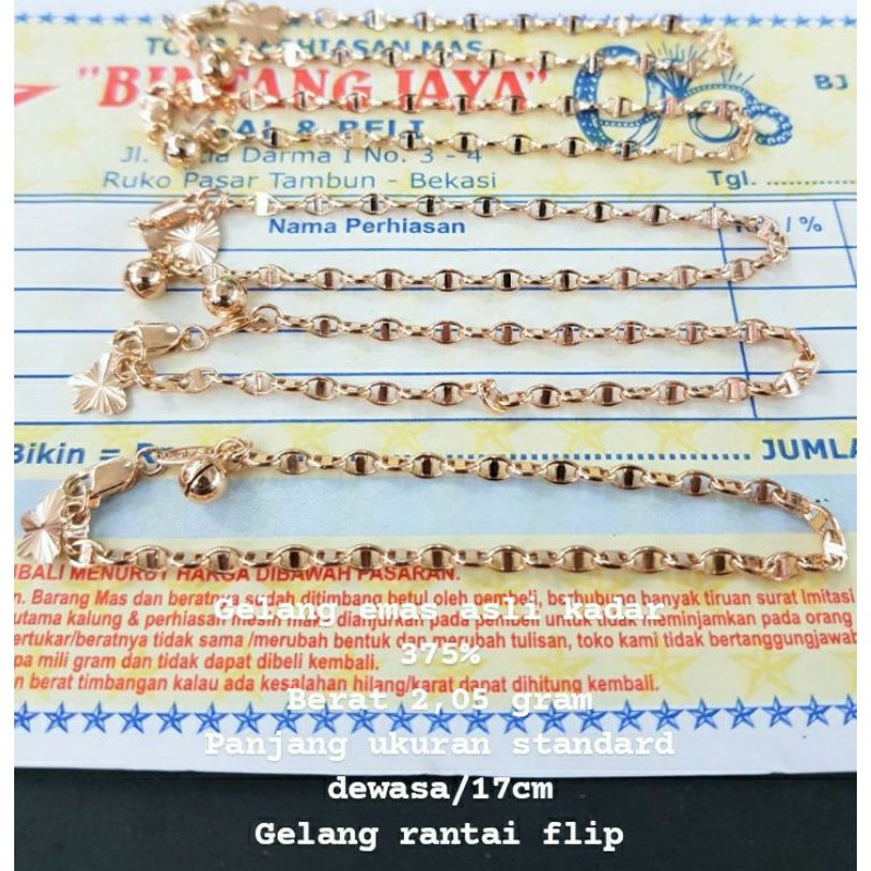 gelang emas asli kadar 375 model gelang flip UBS