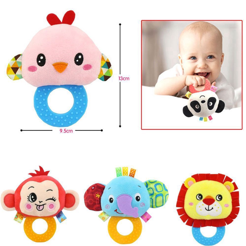 Mainan Mewah teether Dan rattle Silikon Bayi