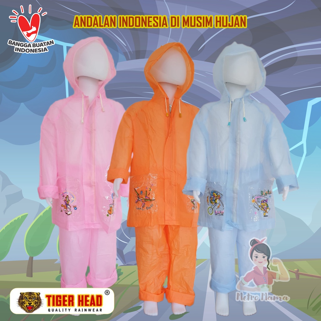 Jas hujan anak Tiger Head Trendy 68335 Mantel Raincoat Murah