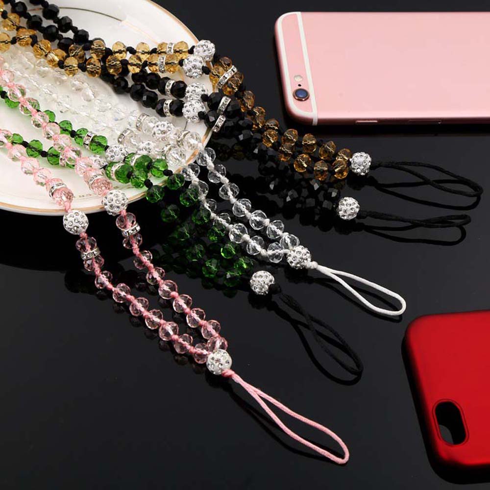 REBUY Bling Mobile Phone Strap for Women Girl Beads Chain Mobile Phone Lanyard Mobile Phone Accessories Luxury Colorful Hanging Cord Neckband Lanyard Crystal Neck Strap/Multicolor