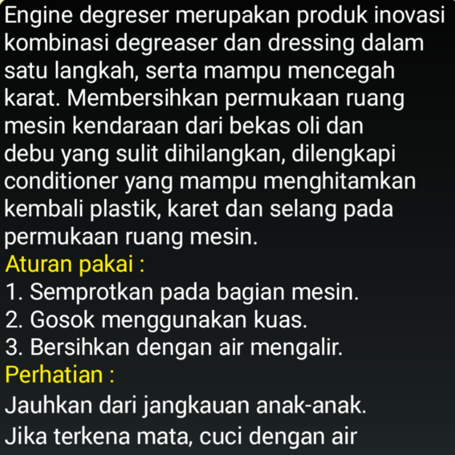 Pembersih Mesin Kendaraan Engine Degreaser Kemasan 1 Liter  Original