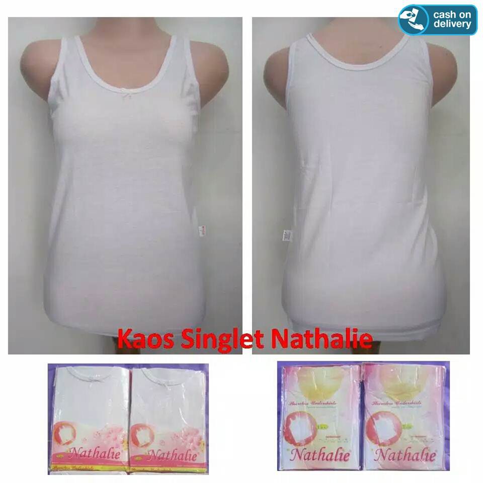 Singlet / Tanktop / Kaos Kutang Wanita Perempuan Cewek Katun Lembut Nathalie COD Amarella-3