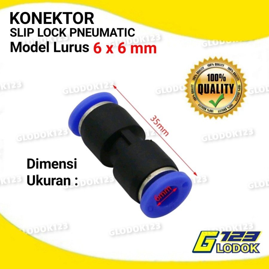 Konektor Slip Lock 6x6mm Lurus Fitting Pneumatic Irigasi