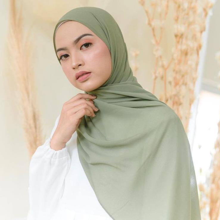 Harga Bersahabat.. SAGE GREEN Pashmina Ceruty Babydoll ( Hijab Warna Sage Green )