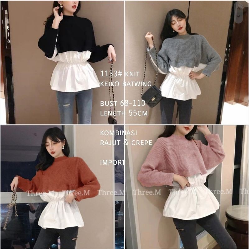 MDLV ~ BM 1133 KNIT KEIKO BATWING // ATASAN LENGAN PANJANG // FASHION IMPORT WANITA