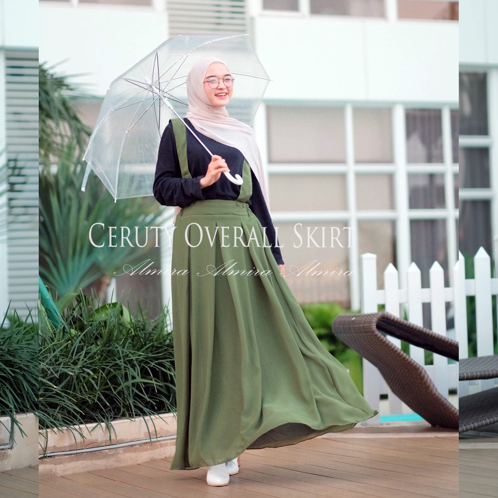 Overall Wanita Rok Panjang Baju Kodok Overal Dewasa Polos Muslimah Sifon Chiffon Griyaraditya Almira