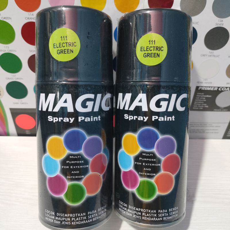 Magic Spray Paint Pilox Pilok Magic Electric Green 111 Hijau Muda Metalik Metalic 300cc Cat Semprot Serbaguna Magic Ukuran Besar 300 cc