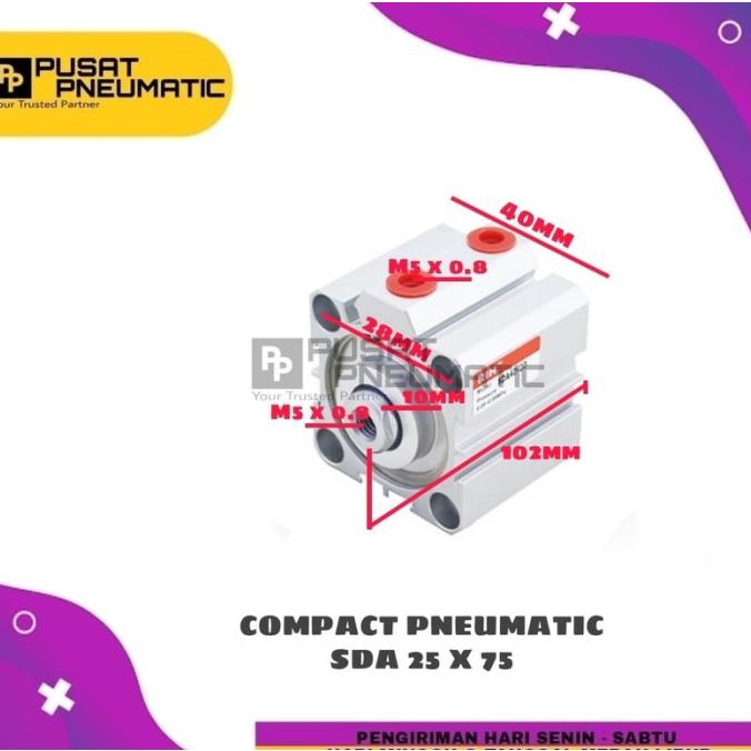 Pneumatic Compact Cylinder Sd 25X75 / Sda 25 X 75