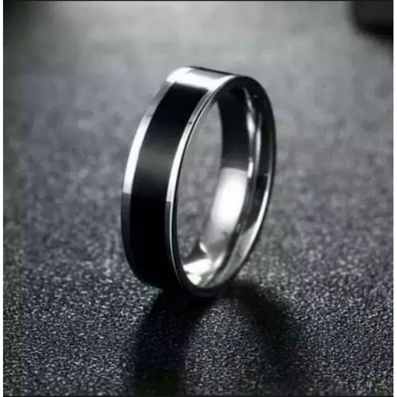 cincin emas titanium stainless premium dapat 2 pcs stell hitam putih cocok untuk tunangan hadiah unt