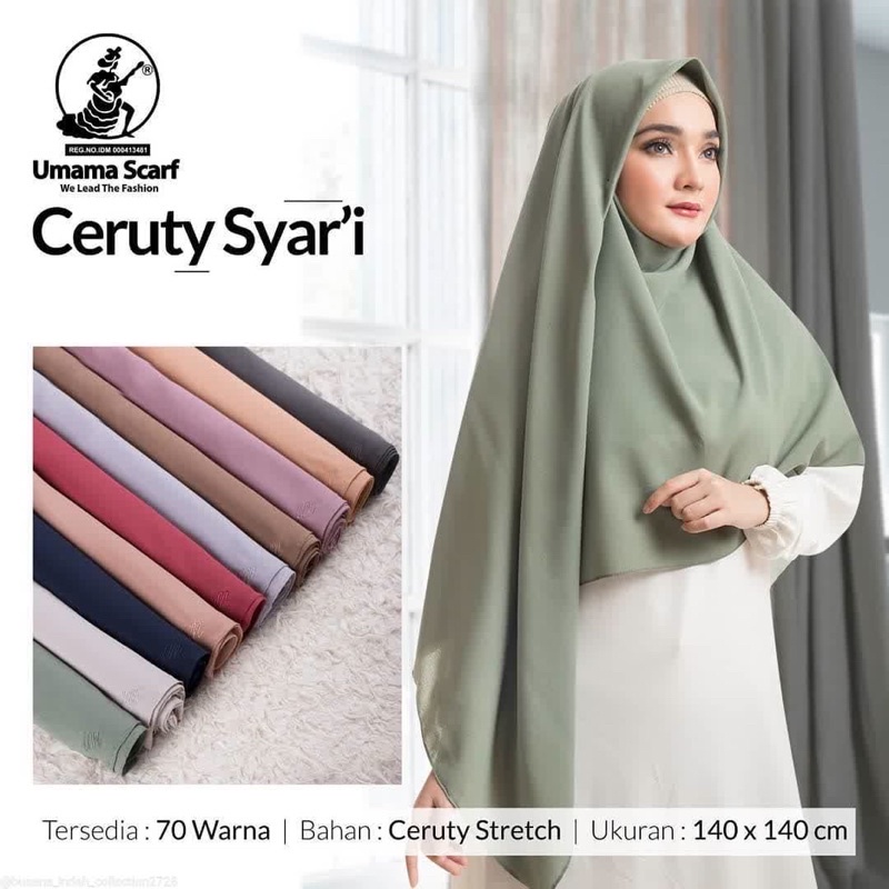 CERUTY STRETCH 140 x 140 cm Jilbab Syari Ceruty Syari Umama Jahit Tepi Part 1