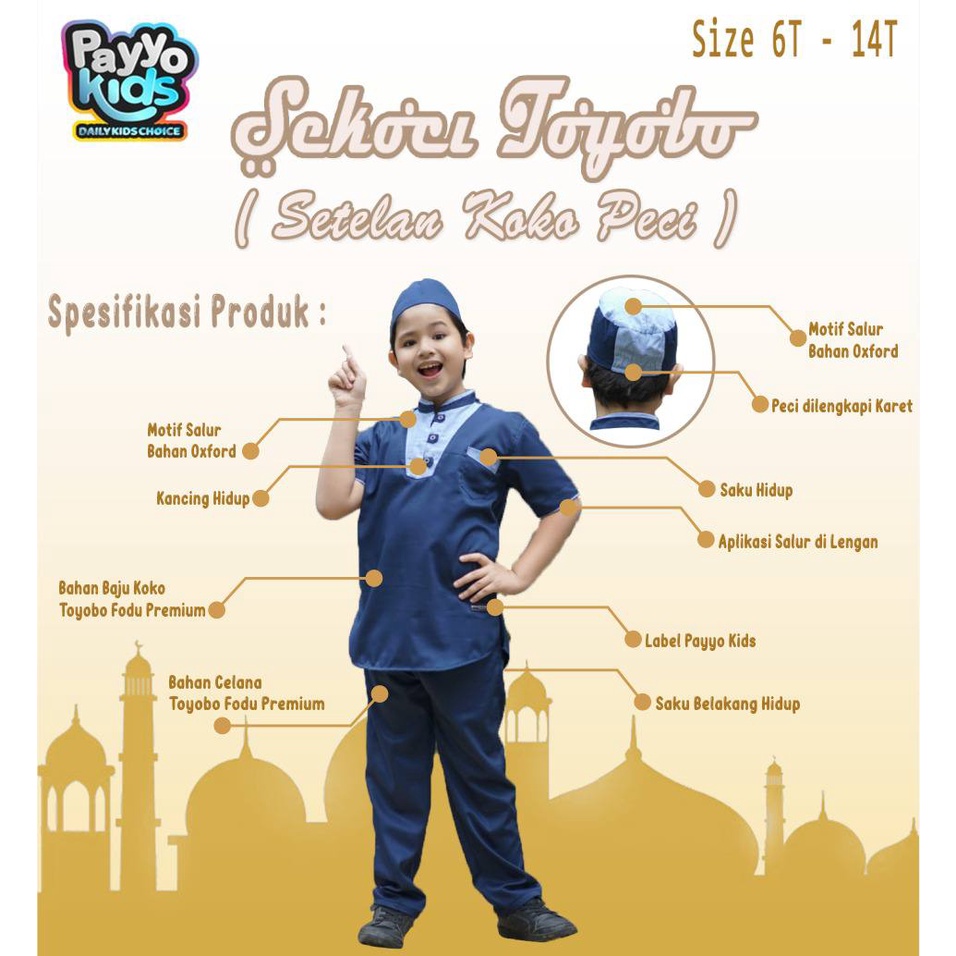 Koko anak PAYYOKIDS SETELAN KOKO TOYOBO + PECI (SEKOCI)