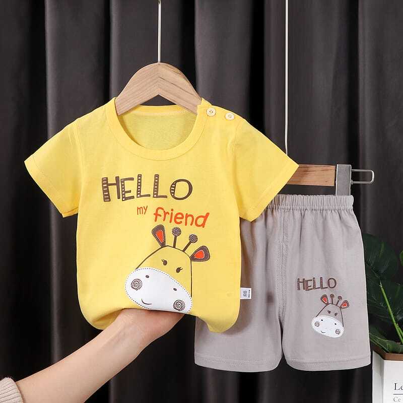 ( Mia ) Baju Anak Setelan Lengan Pendek Usia 0-6 Tahun, Baju Jumper Pendek Kaos + Celana Model PDK001-007