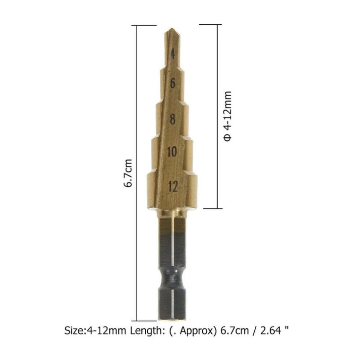 Mata Bor Multi Step 4-12mm Pagoda Tangga Payung Drill Bits Size Ukuran