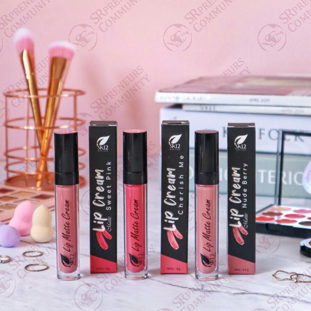 SR12 LIP MATTE CREAM BPOM / LIPSTIK MATTE MAKE UP / BEBAS PARABEN TAHAN LAMA &amp; RINGAN