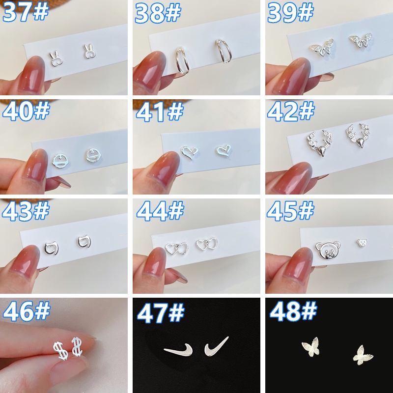 Anting Stud Desain Bulan Bintang Bahan S925 Silver Gaya Korea Untuk Wanita