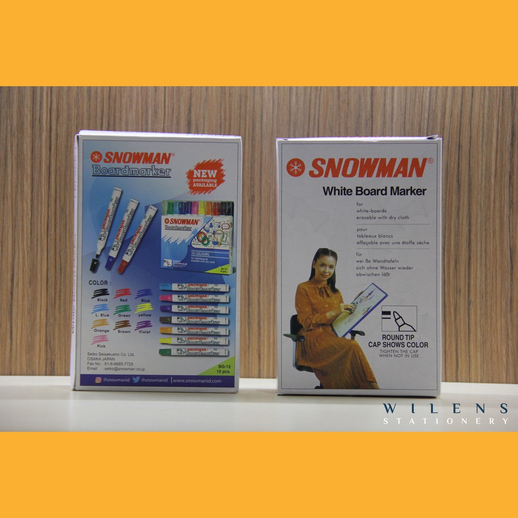 

Spidol Whiteboard / White Board Marker / BG - 12 | 1 Lusin | Merk SNOWMAN