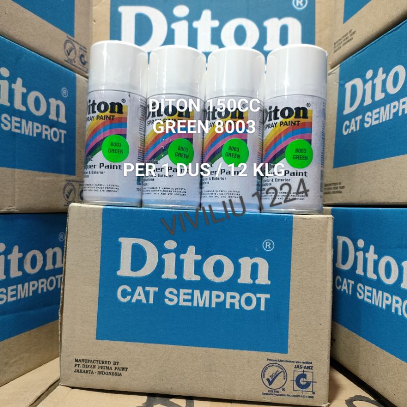 Pilok Cat Diton Green 8003 Per 1 Dus / 12 Klg Stabilo Hijau 150cc Harg Per 1 Dus (12) Cat Semprot Diton 150cc Pilok Diton Pilox Diton Cat Diton 150cc